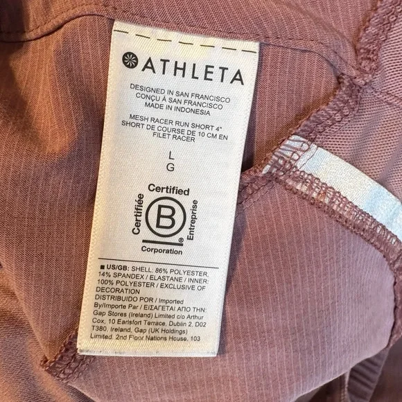 Athleta mesh racer run shorts 4” pink large - Picture 4 of 4